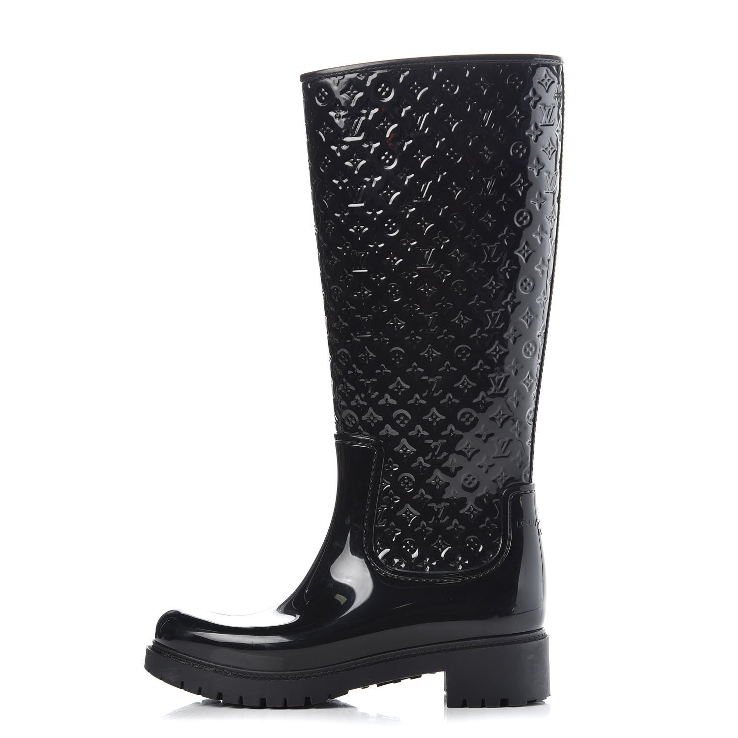 Louis Vuitton Rubber Embossed Monogram Splash Rain Boots 37 Black 1 of 9