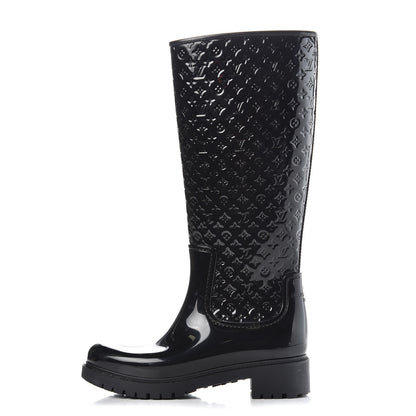 Louis Vuitton Rubber Embossed Monogram Splash Rain Boots 37 Black 1 of 9