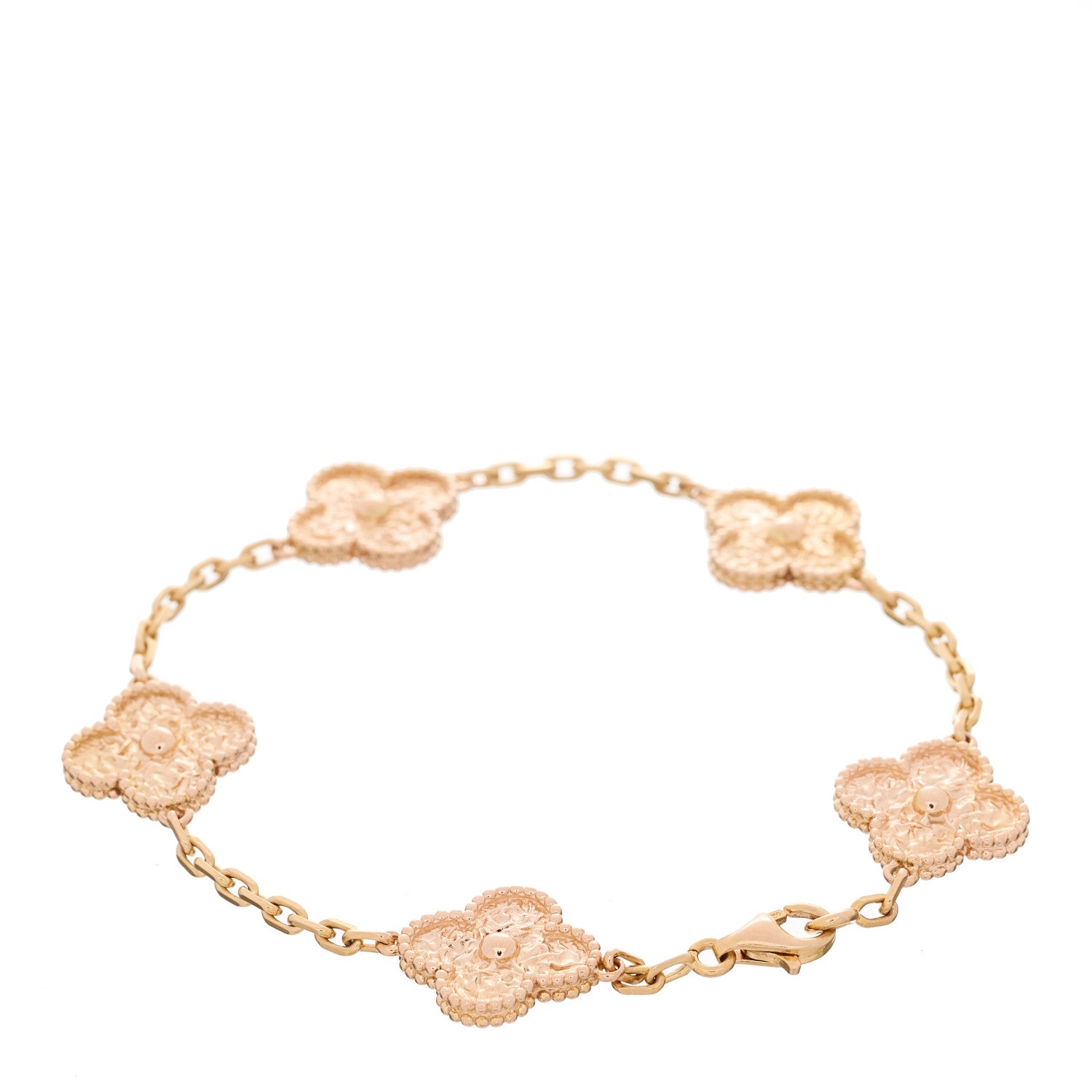 Van Cleef & Arpels 18K Rose Gold 5 Motifs Vintage Alhambra Bracelet 2 of 4