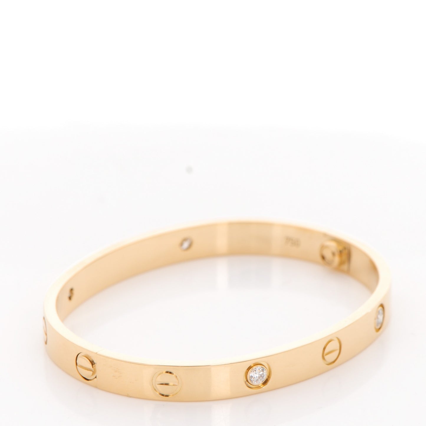 18K Yellow Gold 4 Diamond LOVE Bracelet 16