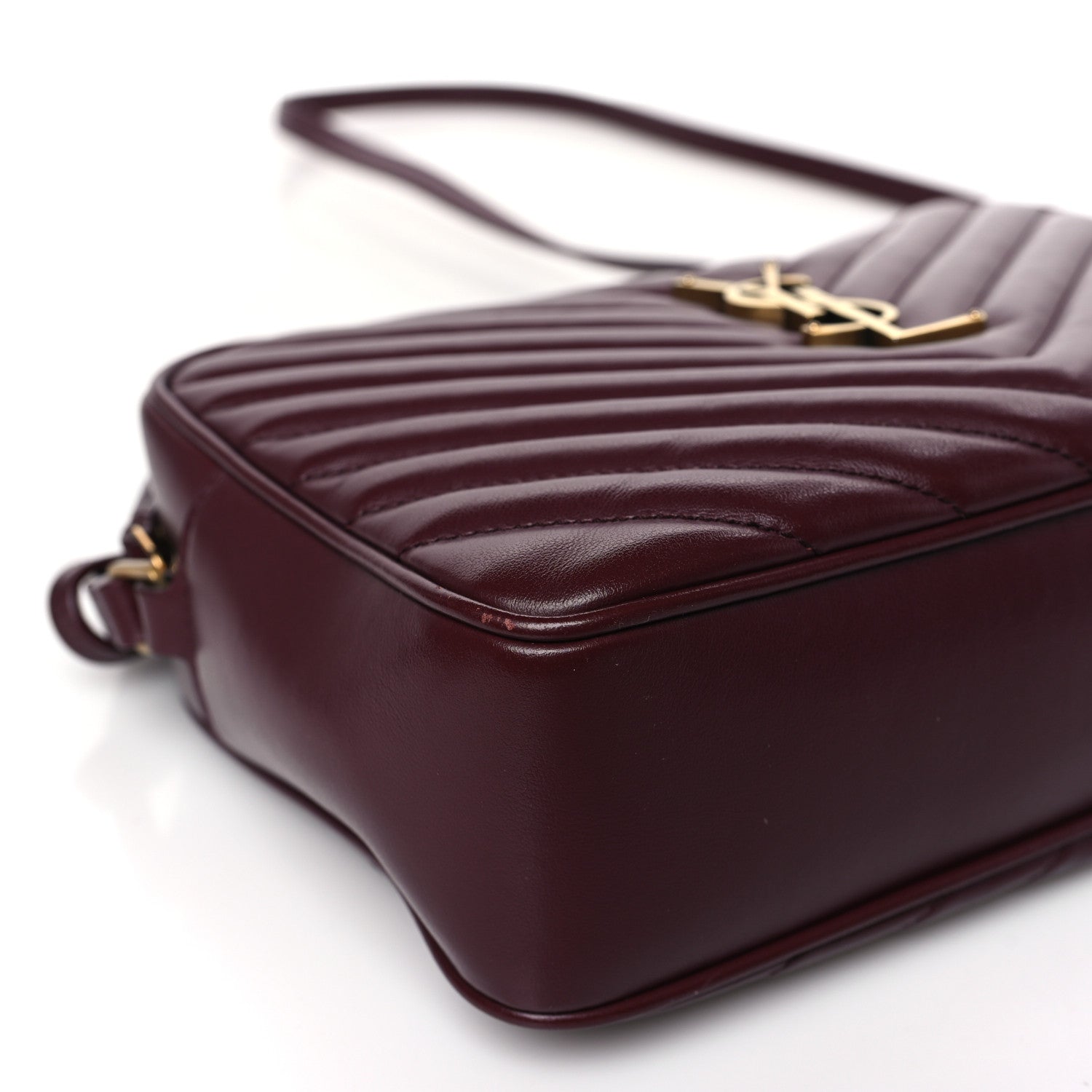 Saint Laurent Calfskin Matelasse Monogram Lou Camera Bag Dark Legion Red 8 of 9