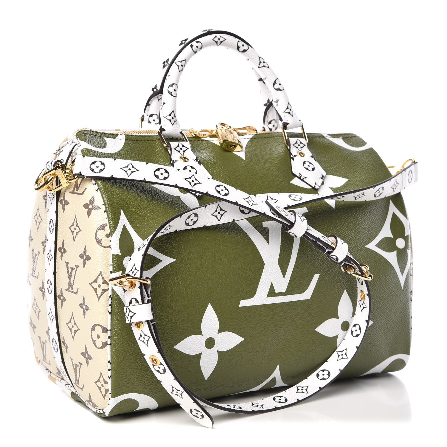 Louis Vuitton Monogram Giant Speedy Bandouliere 30 Kaki Beige 4 of 11
