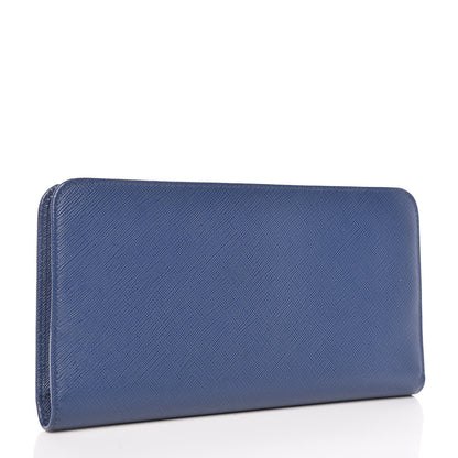 Prada Saffiano Metal Double Snap Travel Wallet Cobalto 3 of 7