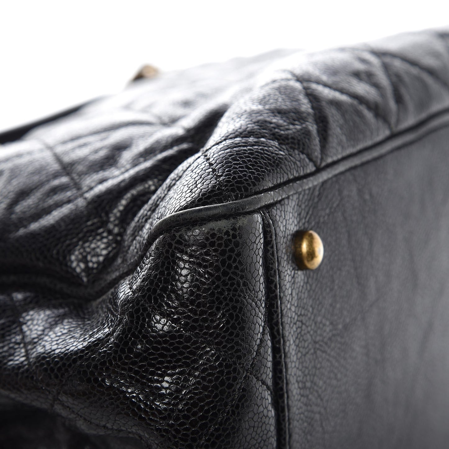 Glazed Caviar Quilted Small Shiva Tote Black