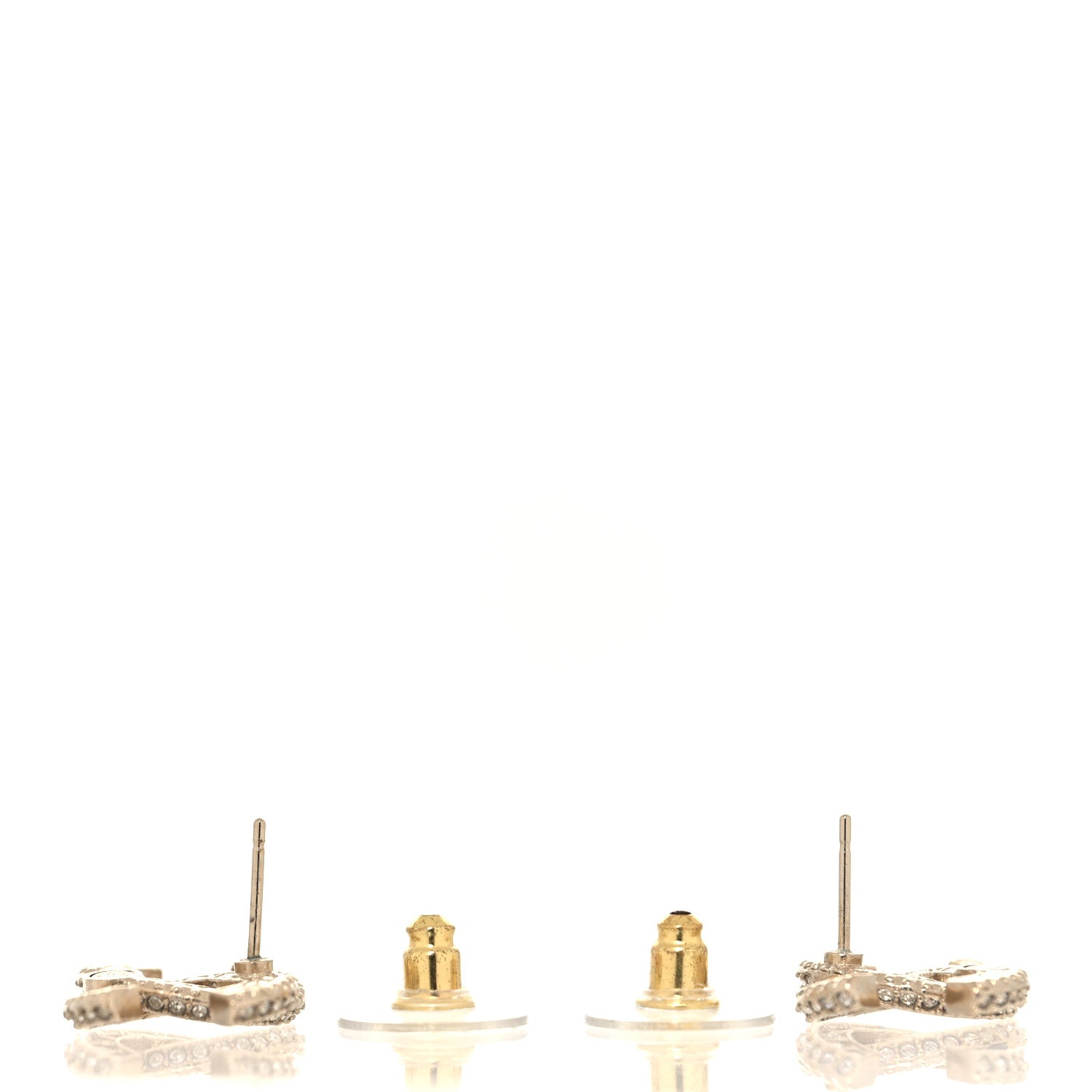 Chanel Crystal Timeless CC Earrings Light Gold 3 of 5