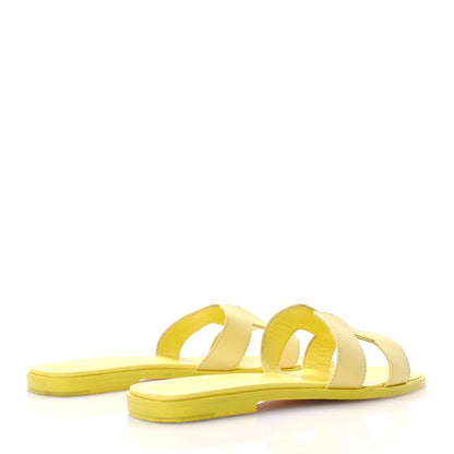 Hermes Epsom Oran Sandals 37 Jaune Pollen 5 of 9