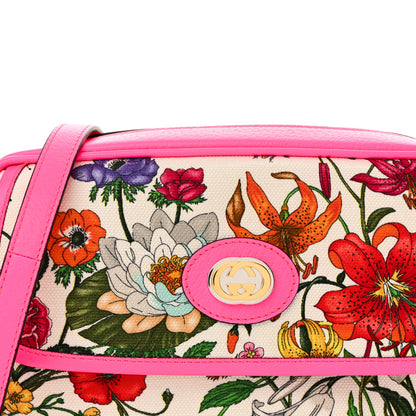 Gucci Canvas Flora Floral Shoulder Bag White Fuchsia Fluo 8 of 10
