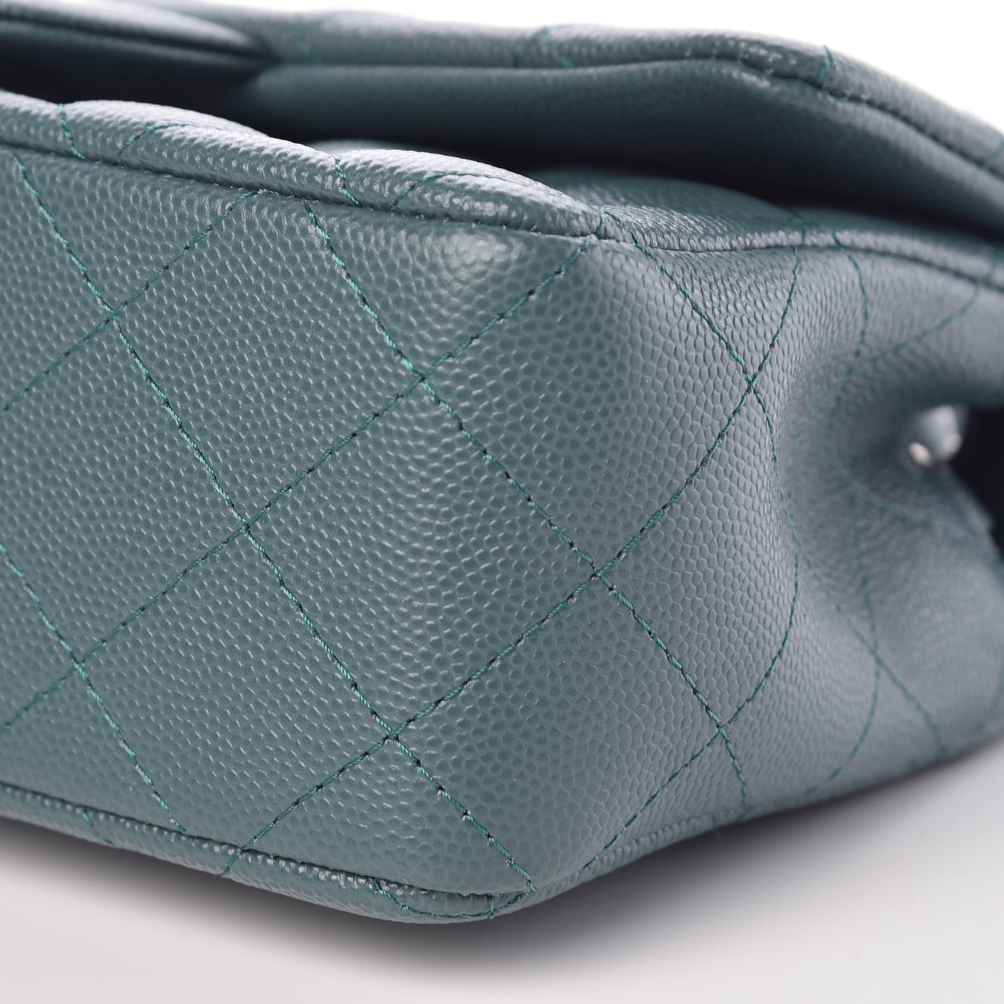 Caviar Quilted Mini Rectangular Flap Dark Green
