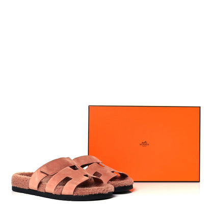 Hermes Suede Goatskin Woolskin Womens Chypre Sandals 40 Rose Aube 12 of 12