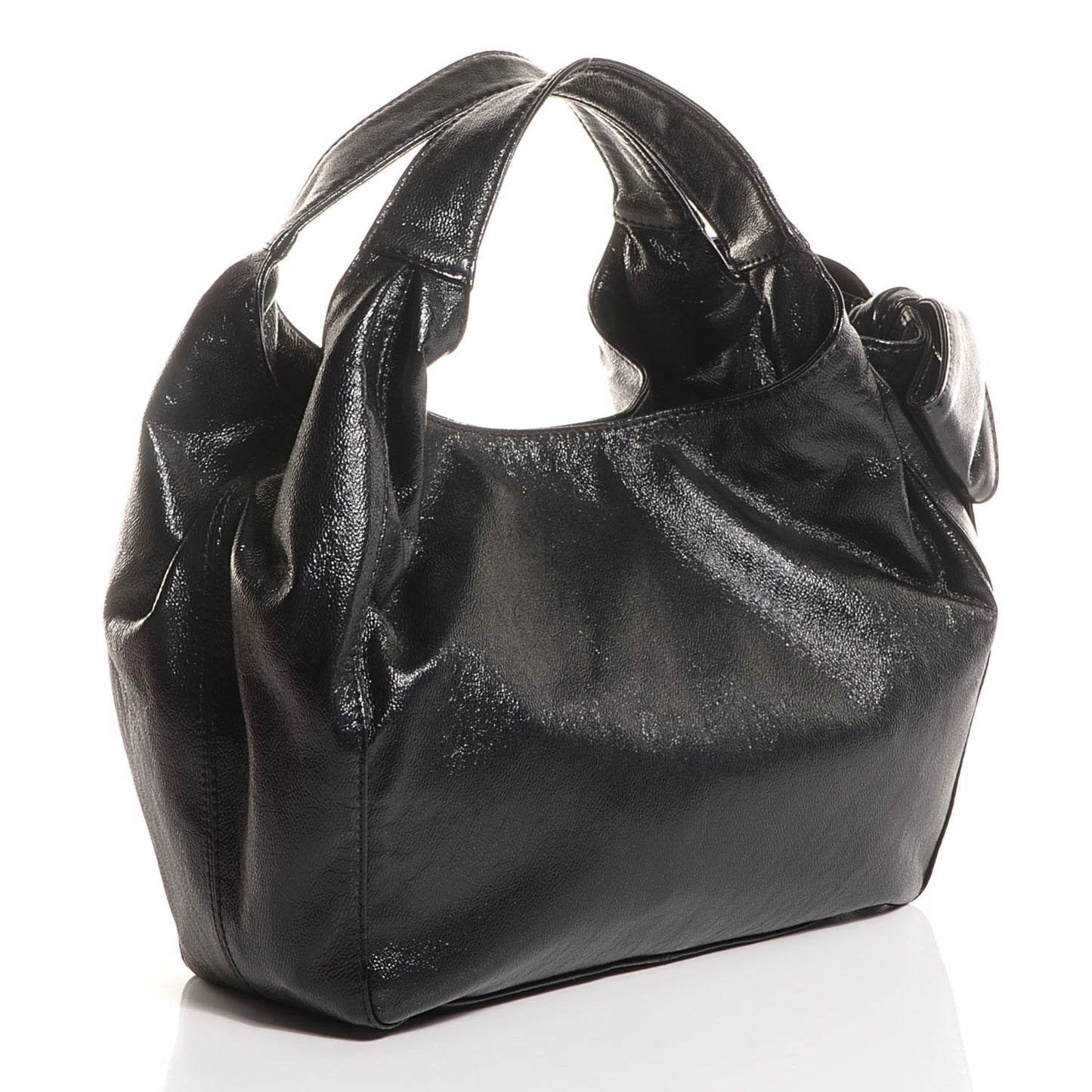 Leather Small Nuage Bow Hobo Black