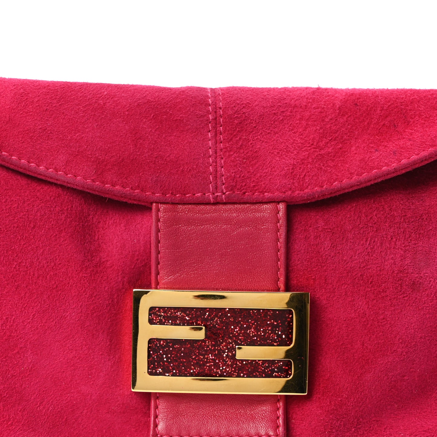 Suede Baguette Flap Fuchsia