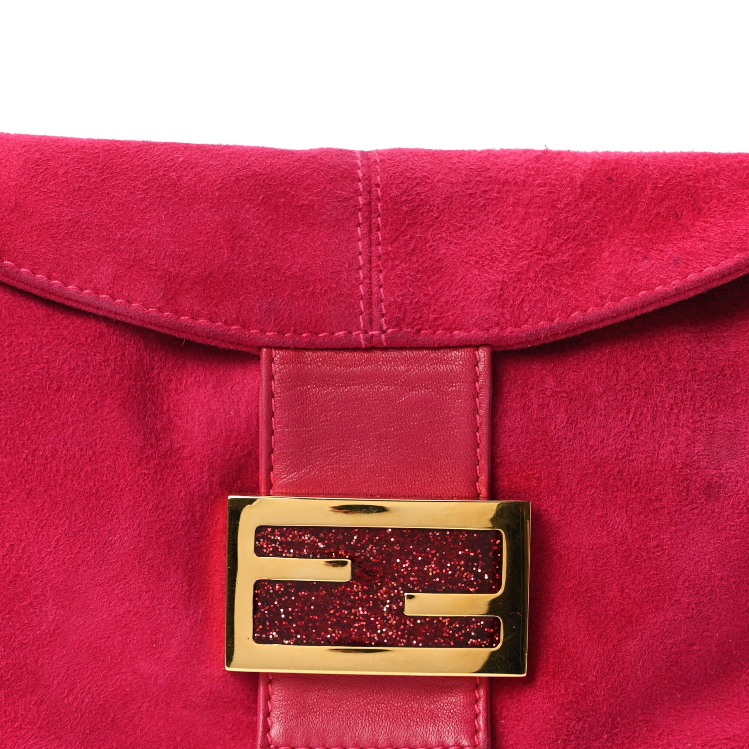Fendi Suede Baguette Flap Fuchsia 7 of 9