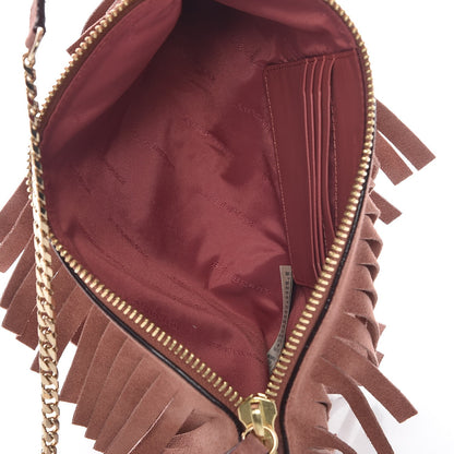 Burberry Suede Fringe Peyton Crossbody Clutch Bag Russet Pink 5 of 8