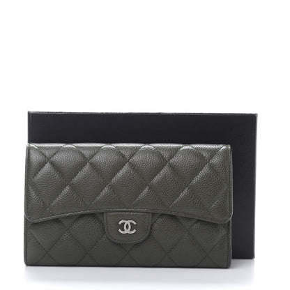 Chanel Caviar Quilted Large Flap Wallet Dark Green 13 of 13