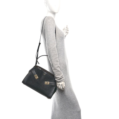 Salvatore Ferragamo Washed Calfskin Medium Hug Soft Bicolor Shoulder Bag Black Testa Di Moro 2 of 9