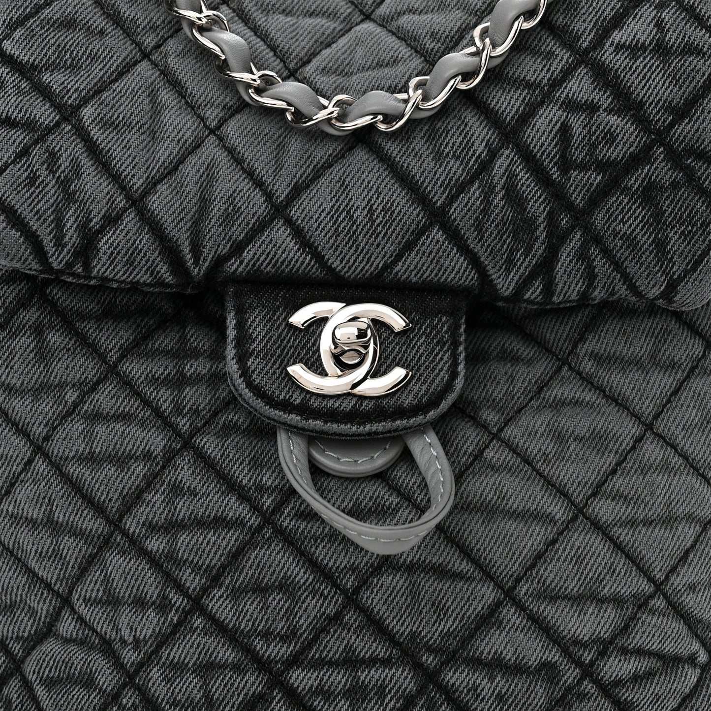 Washed Denim Quilted Denimpression Backpack Lilac Black