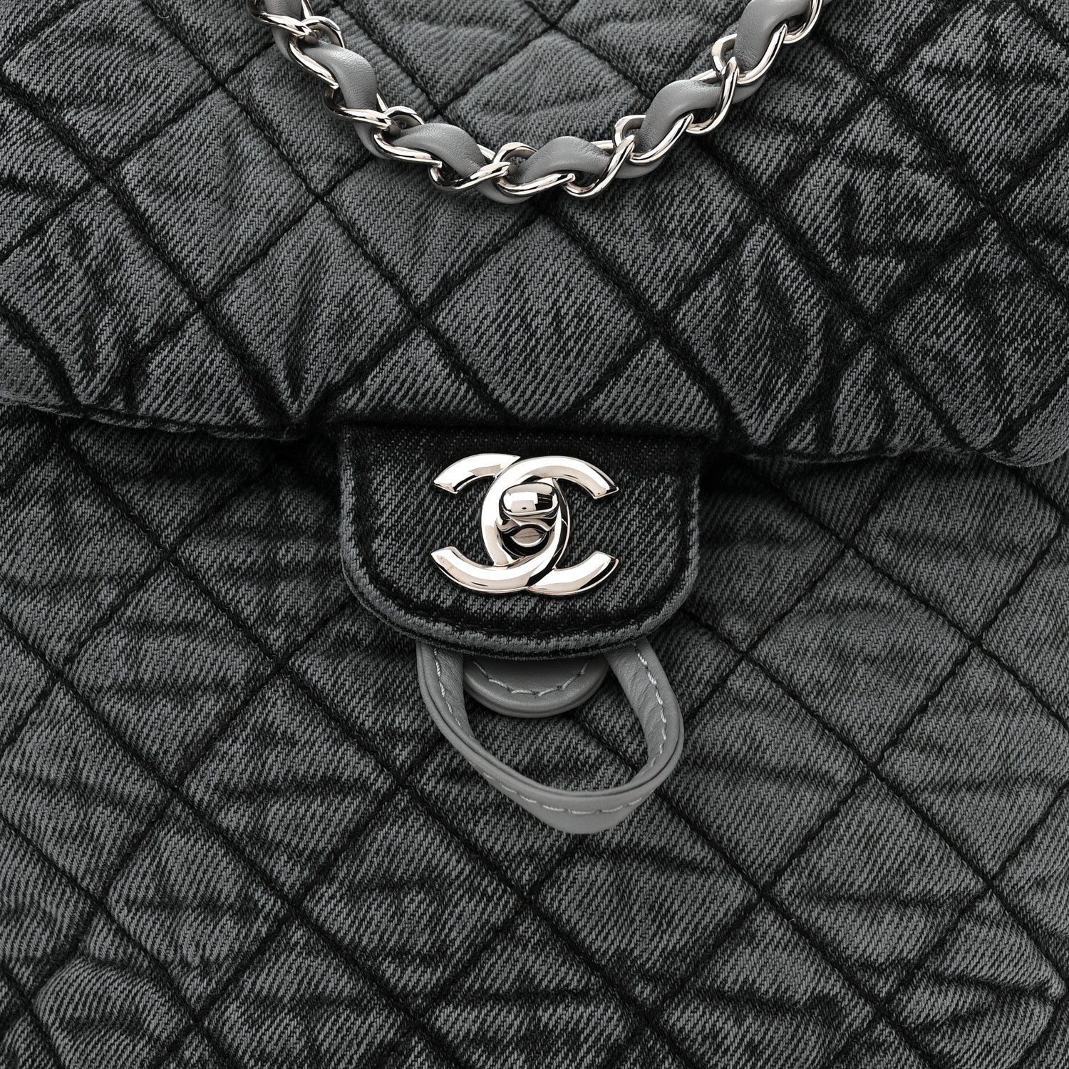 Chanel Washed Denim Quilted Denimpression Backpack Lilac Black 8 of 10