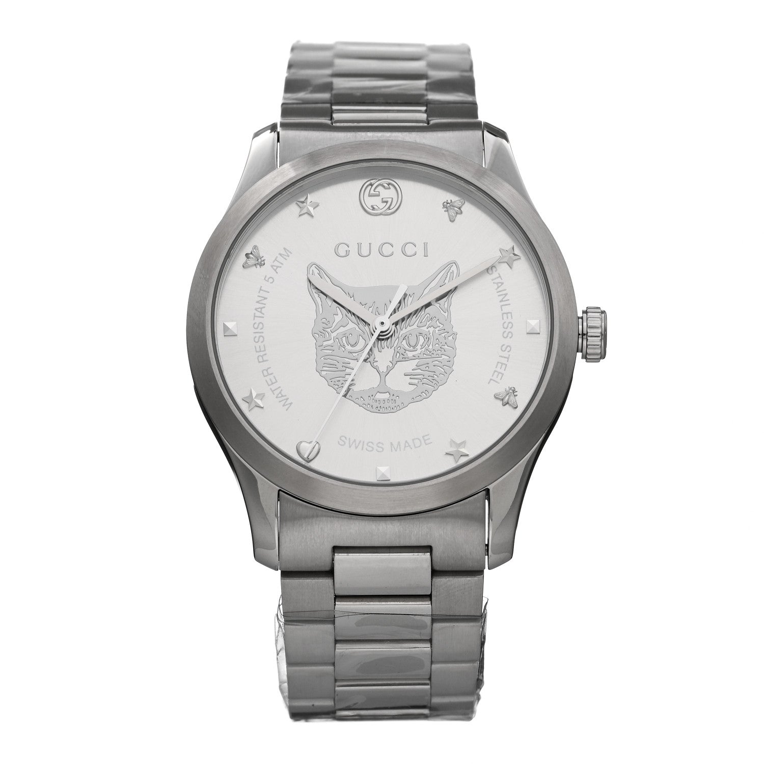 Gucci Stainless Steel 38mm G-Timeless Cat Quartz Watch 1 of 4