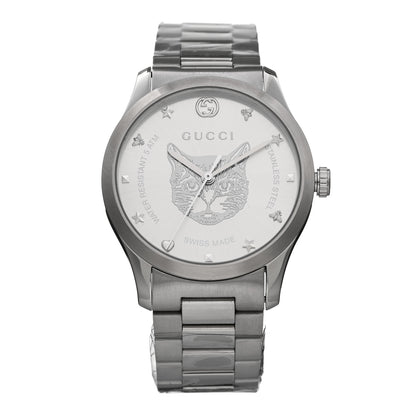 Gucci Stainless Steel 38mm G-Timeless Cat Quartz Watch 1 of 4
