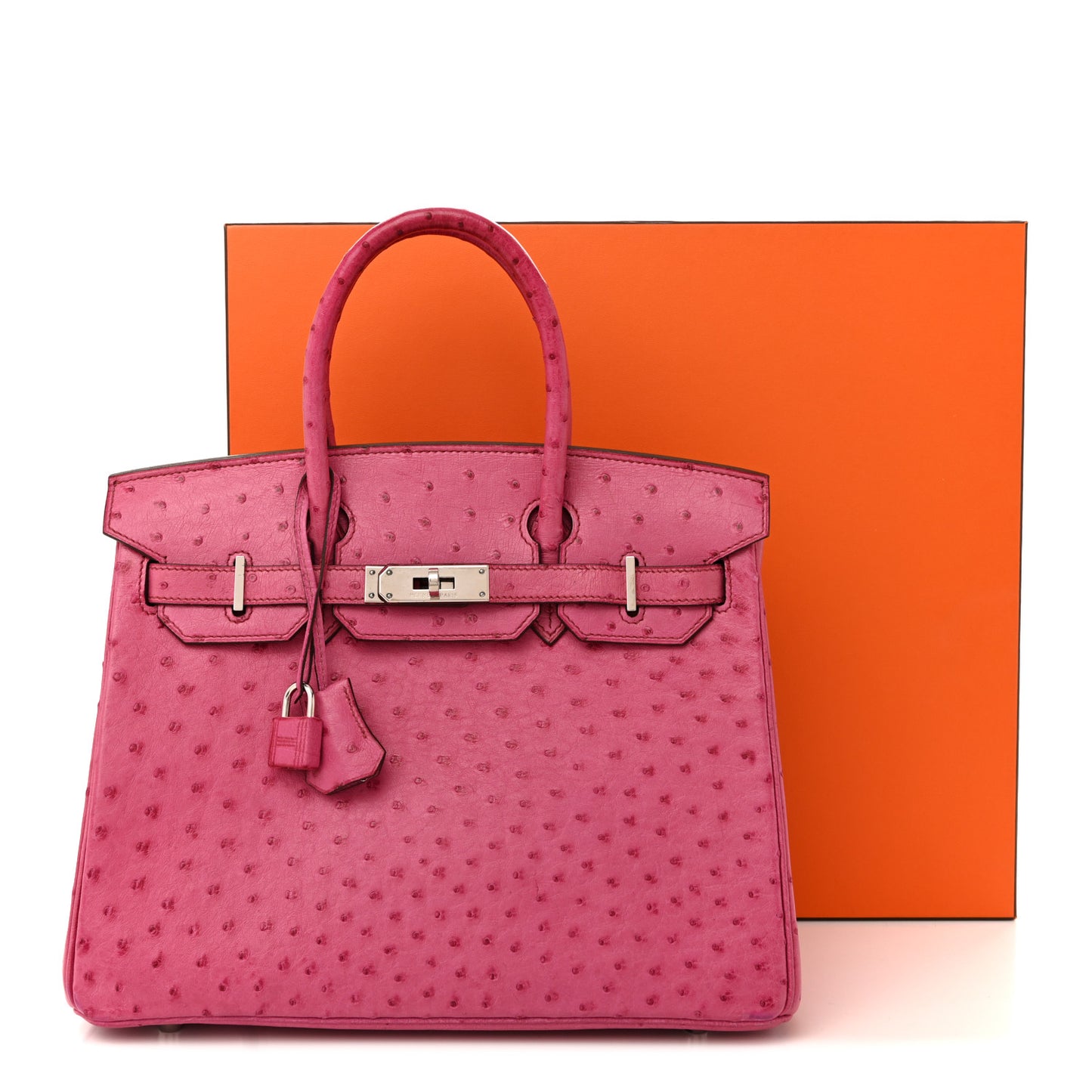 Ostrich Birkin 30 Rose Pourpre