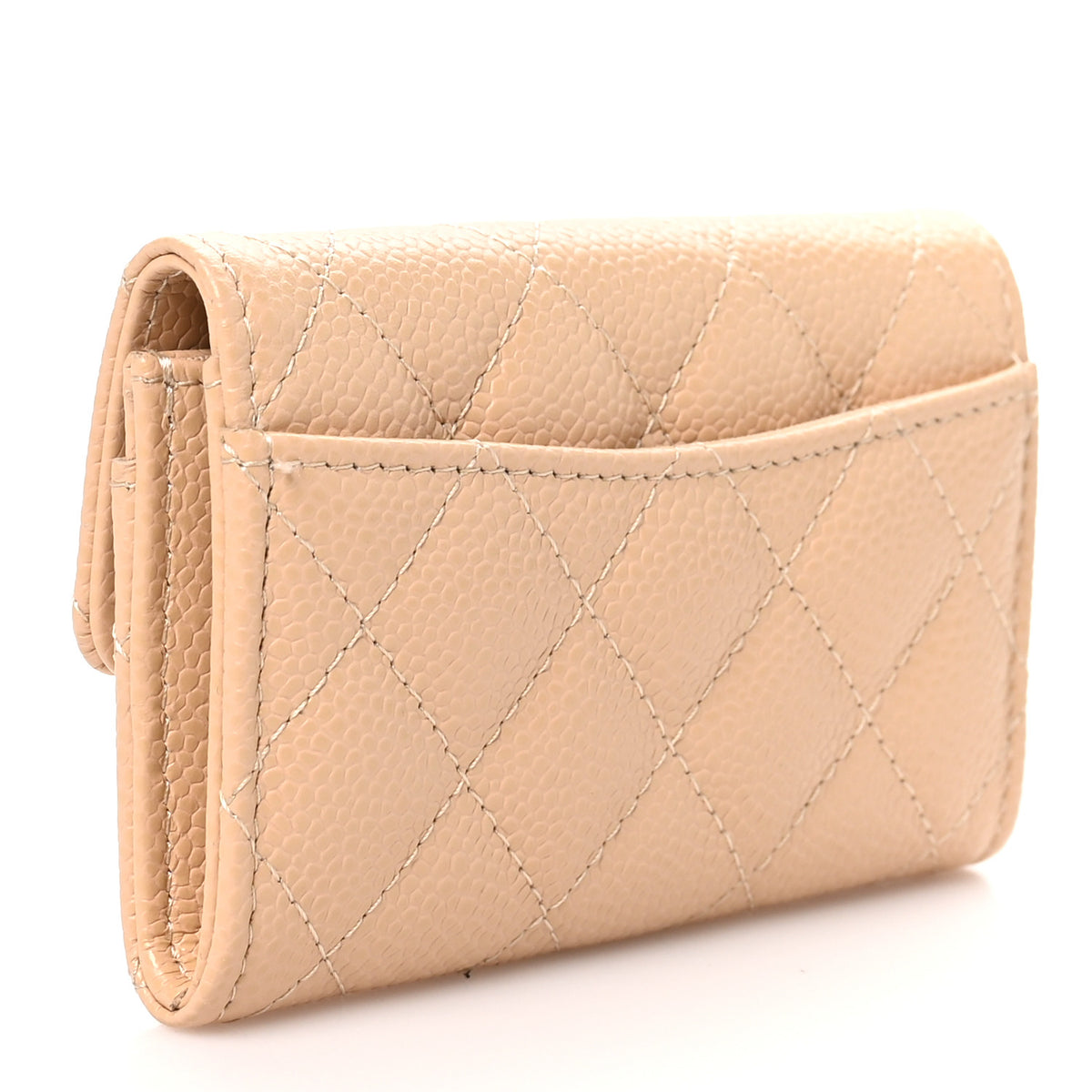 Chanel Caviar Quilted Flap Card Holder Wallet Beige 3 of 8