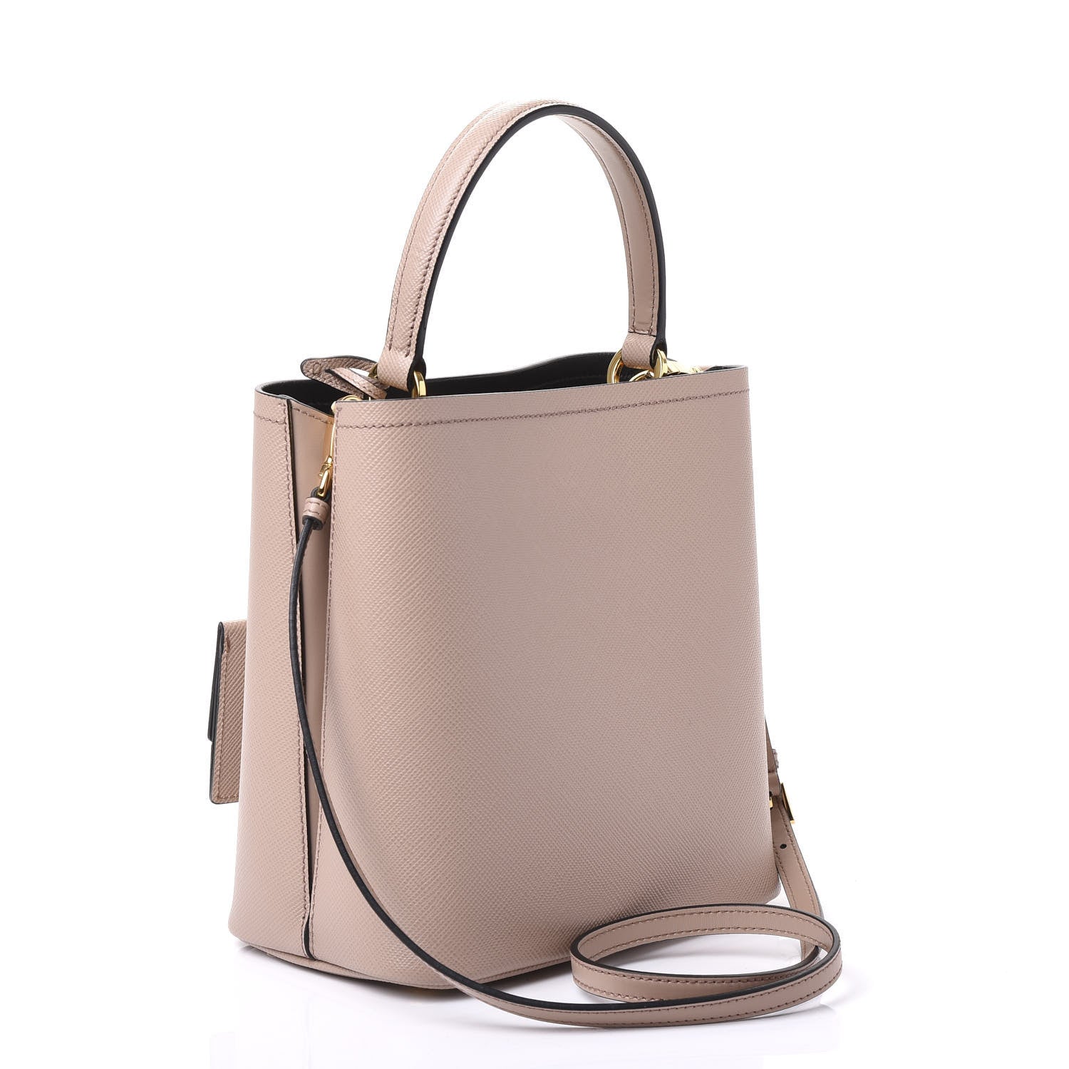 Prada Saffiano Cuir Medium Panier Bucket Bag Cipria Black 2 of 12