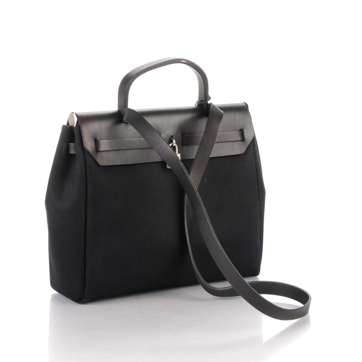 Hermes Toile Vache Calfskin Herbag 30 PM Natural Black 3 of 9