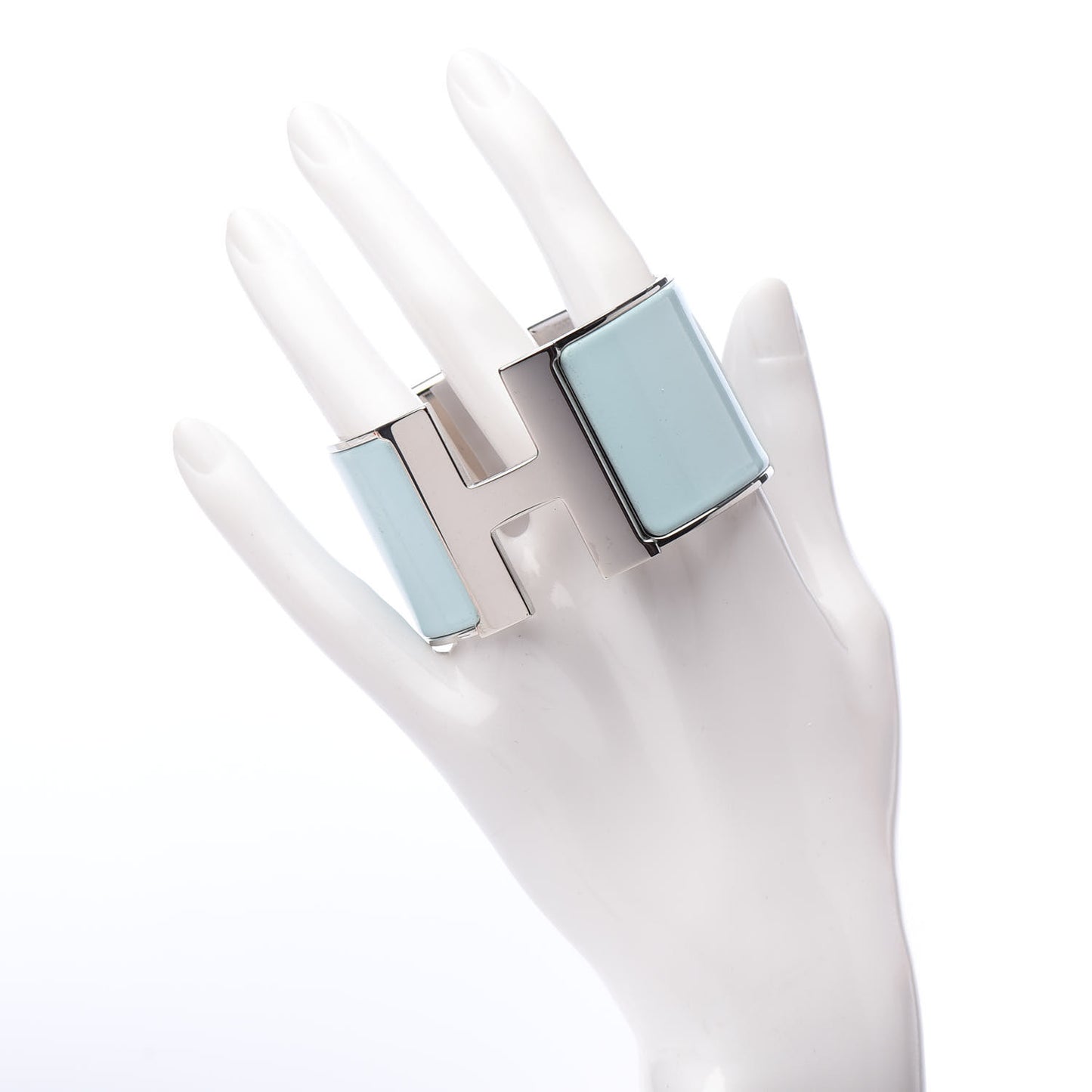 Enamel Extra Wide Clic Clac H Bracelet PM Bleu Glacier