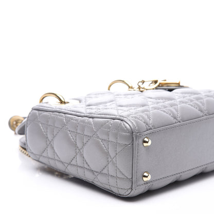 Christian Dior Metallic Lambskin Cannage Mini Lady Dior Grey 6 of 9