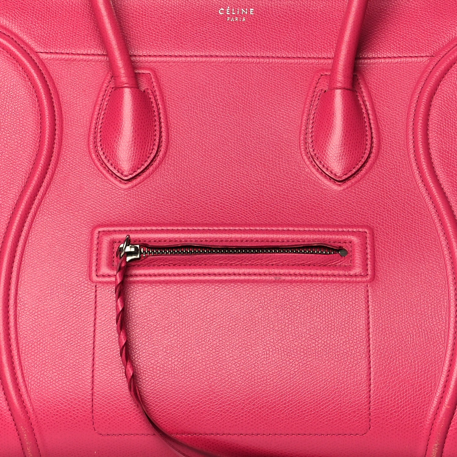 Celine Grained Calfskin Medium Phantom Luggage Fuchsia 7 of 14