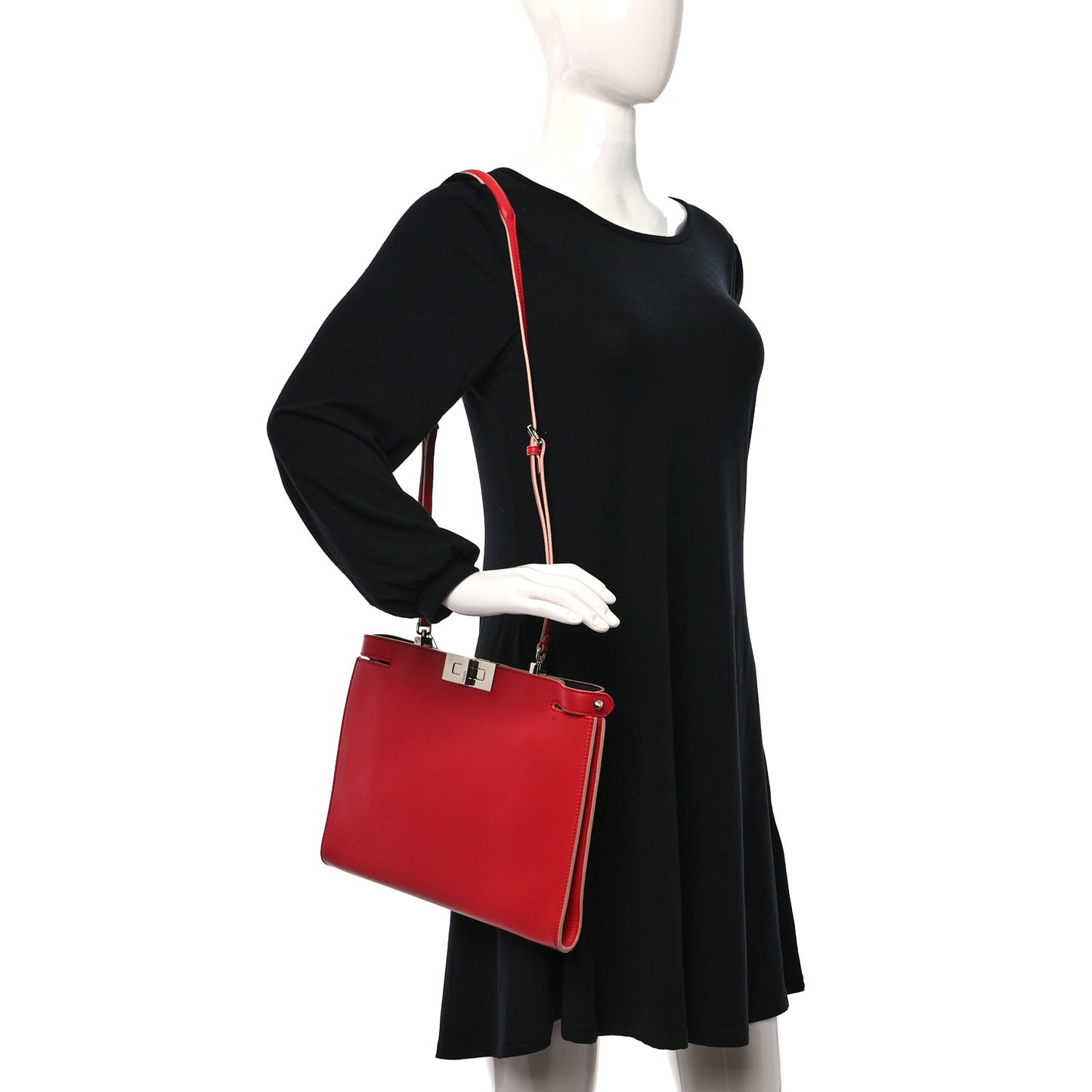 Vitello Seta Burro Peekaboo Pochette Crossbody Papavero