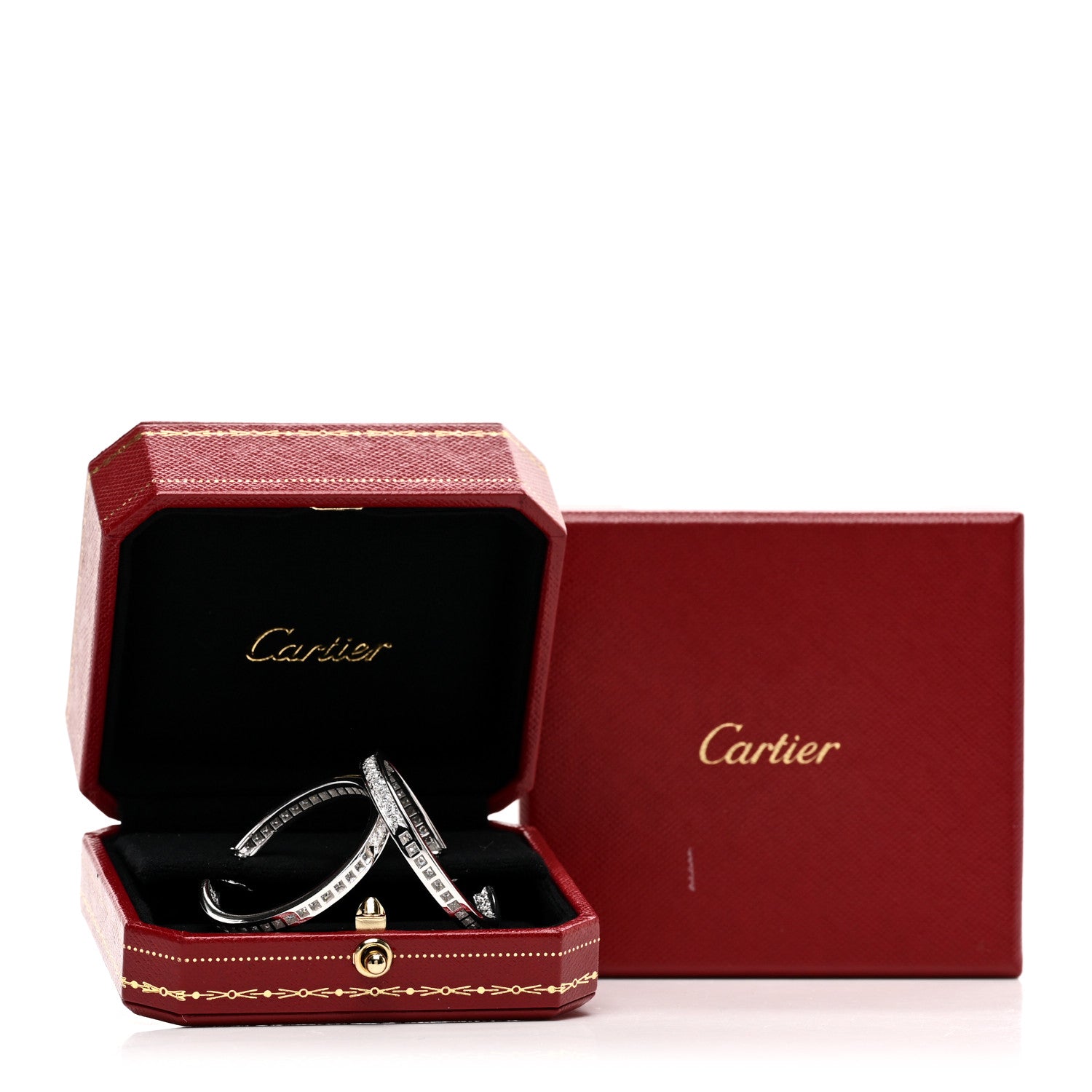 Cartier 18K White Gold Diamond 2.30ctw Inside Out Hoop Earrings 5 of 5
