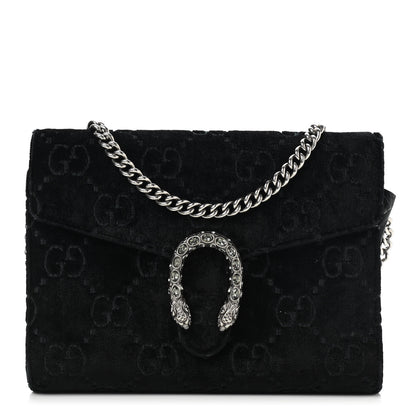 Gucci Velvet GG Monogram Mini Dionysus Chain Wallet Black 1 of 14