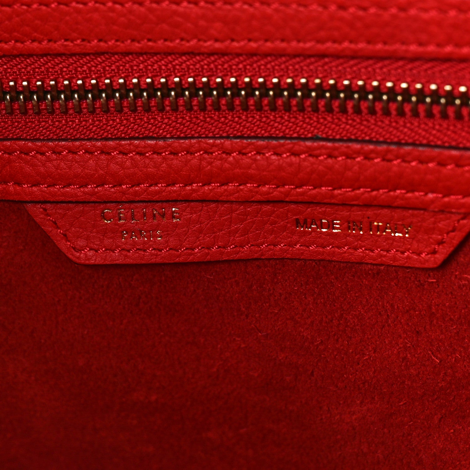 Celine Drummed Calfskin Mini Luggage Coquelicot 6 of 12