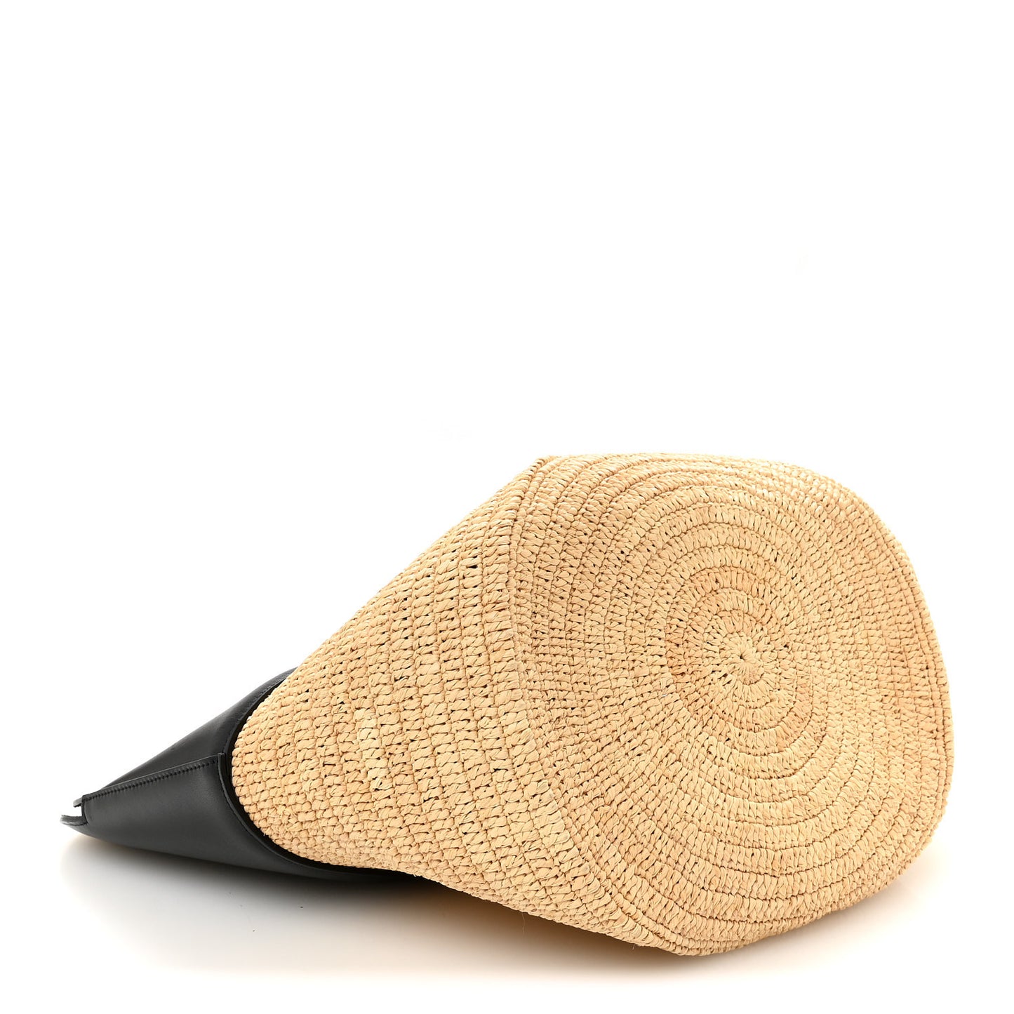 Raffia Calfskin Basket Bag Natural Black