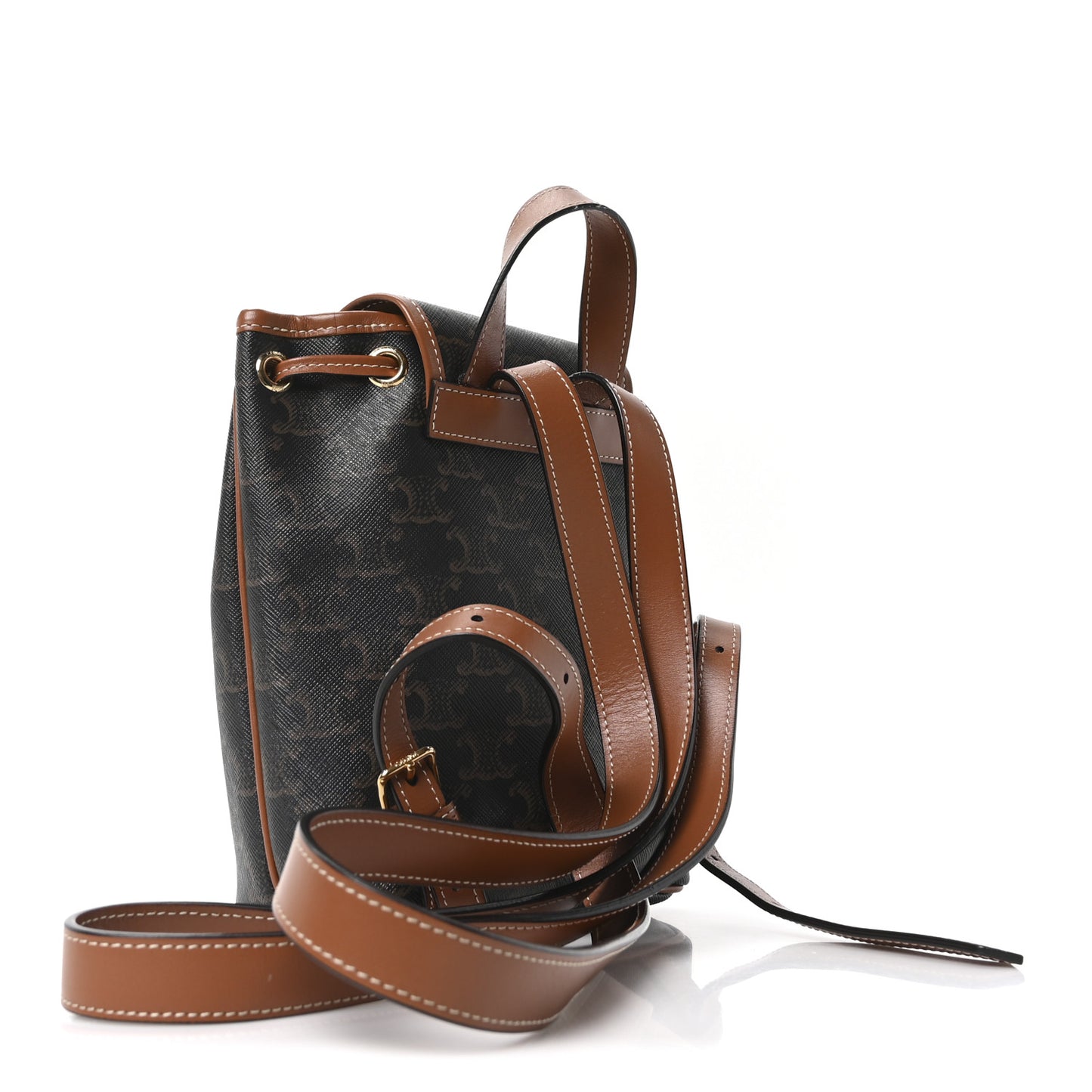 Triomphe Canvas Calfskin Mini Folco Backpack Tan