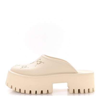 Gucci Rubber GG Monogram Perforated Elea Platform 55mm Lug Sole Sandals 38 Mystic White 1 of 9