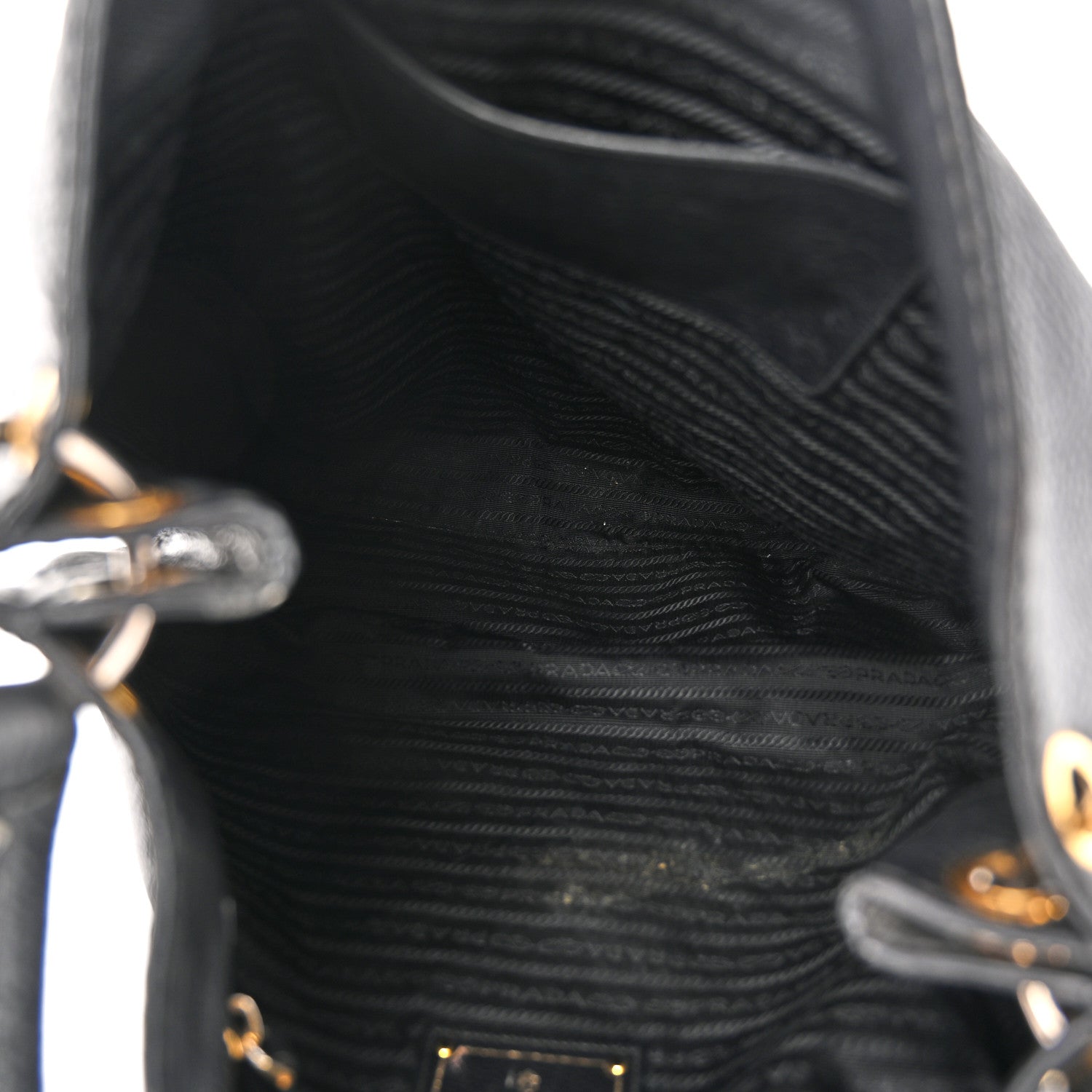 Prada Vitello Daino Embossed Logo Hobo Black 5 of 13