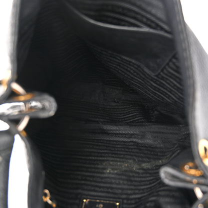 Prada Vitello Daino Embossed Logo Hobo Black 5 of 13