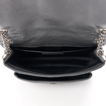 Saint Laurent Crinkled Calfskin Matelasse Monogram Baby Niki Chain Satchel Storm 5 of 11