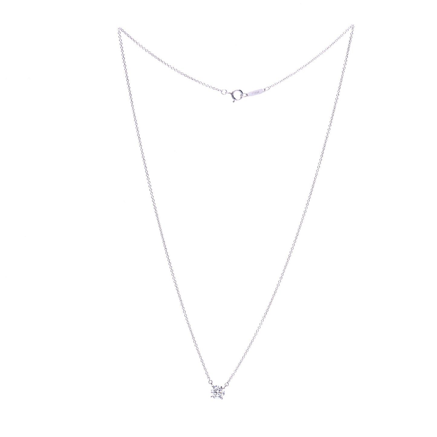 Platinum Diamond .74ct Solitaire Pendant Necklace