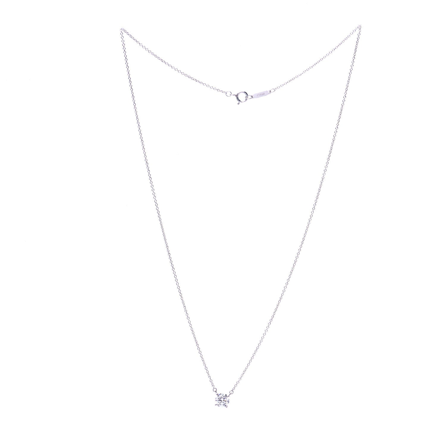 Tiffany Platinum Diamond .74ct Solitaire Pendant Necklace 3 of 8