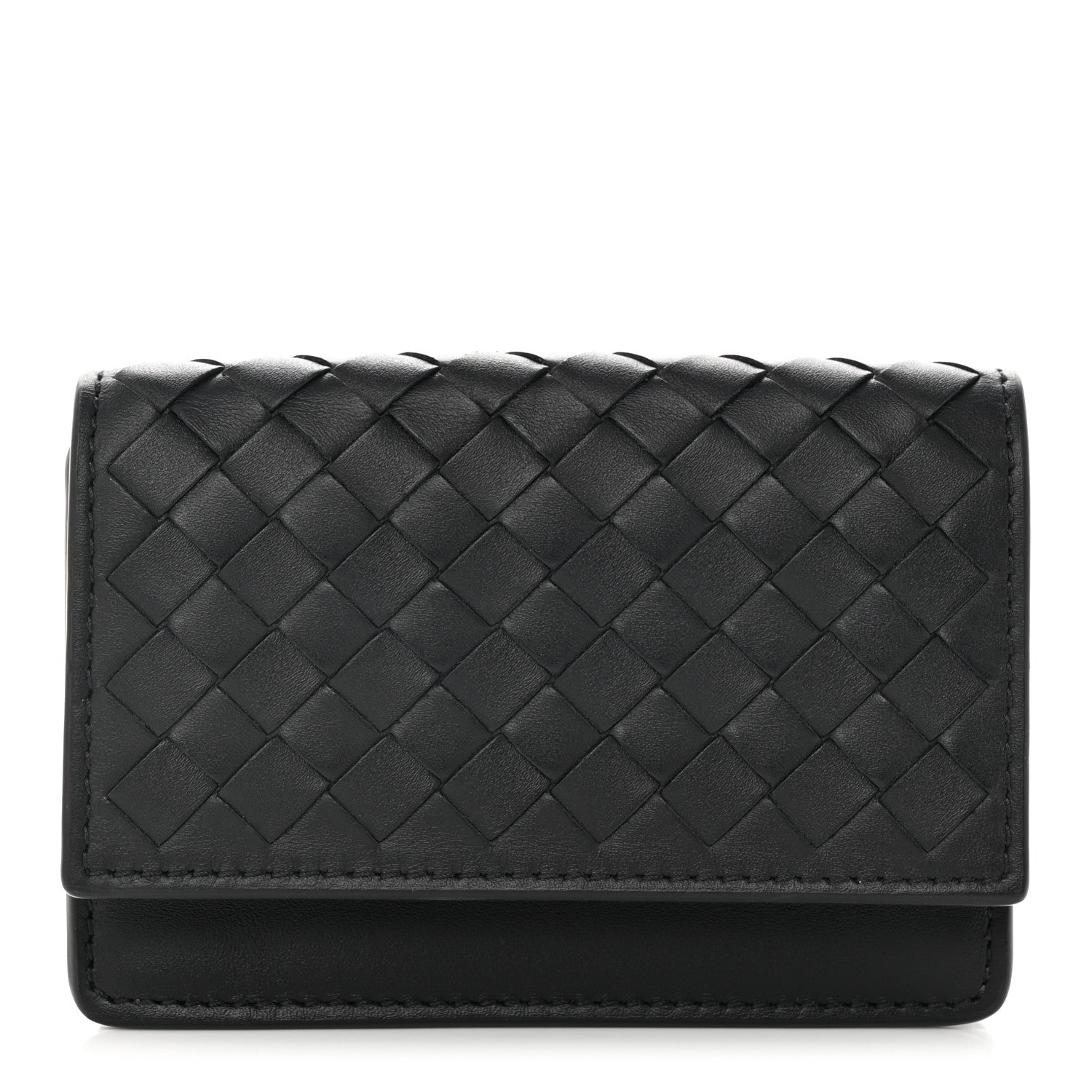 Bottega Veneta Nappa Intrecciato Continental Compact Flap Wallet Black 1 of 8