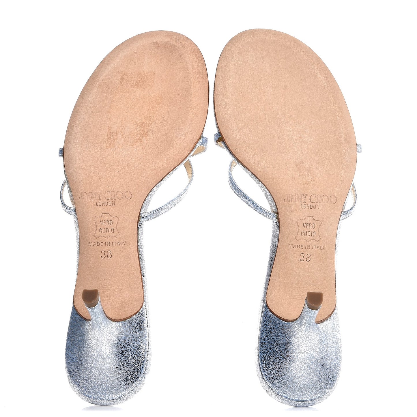 Metallic Calfskin Sandals 38 Silver