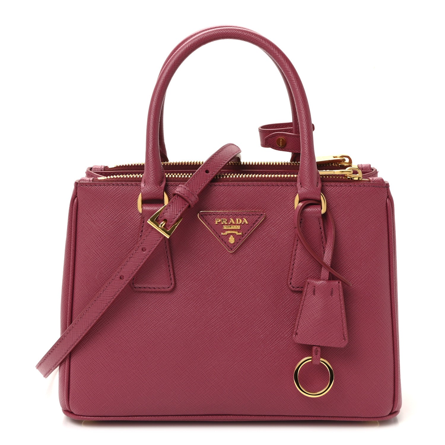 Prada Saffiano Mini Galleria Double Zip Tote Fuxia 1 of 9