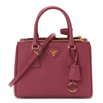 Prada Saffiano Mini Galleria Double Zip Tote Fuxia 1 of 9