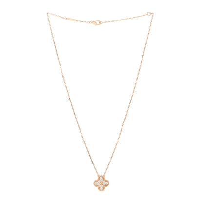 Van Cleef & Arpels 18K Rose Gold Diamond Vintage Alhambra Pendant Necklace 2 of 4