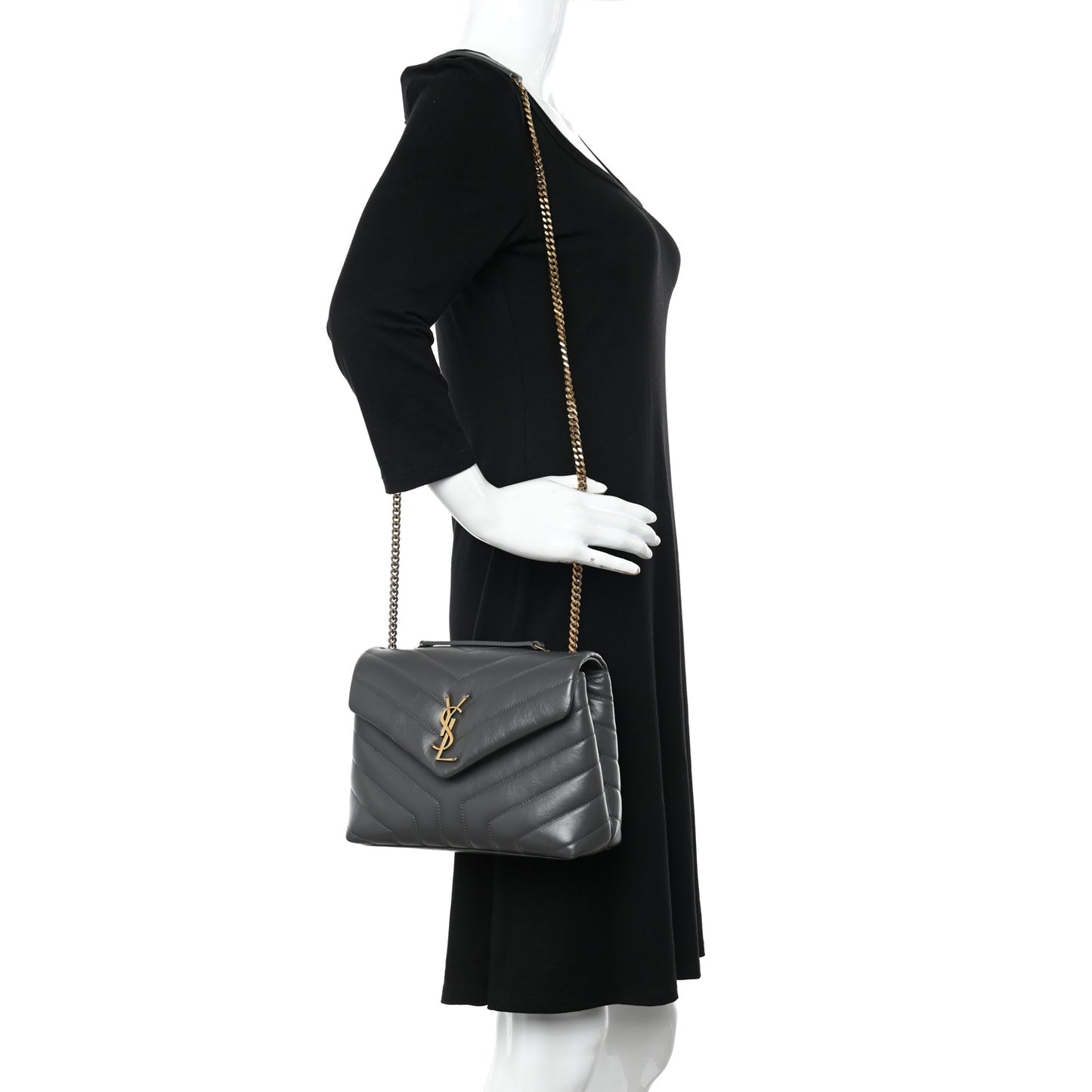 Calfskin Y Quilted Monogram Small Loulou Chain Satchel Storm