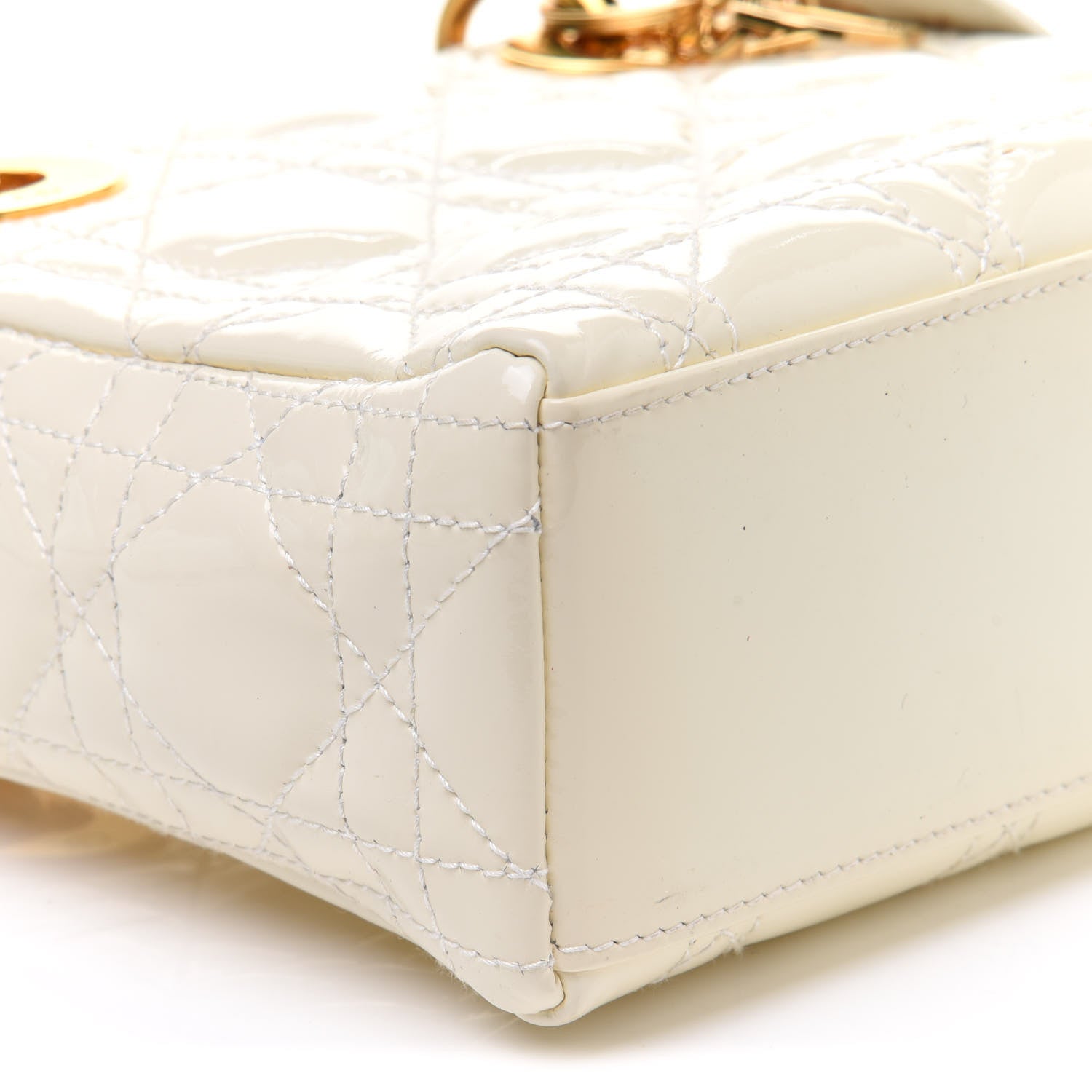 Christian Dior Patent Cannage Mini Lady Dior Ivory 10 of 15