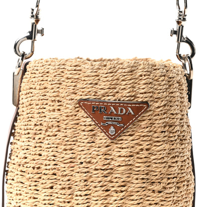 Prada Paglia Vitello Woven Braided Bucket Bag Naturale Cognac 8 of 10